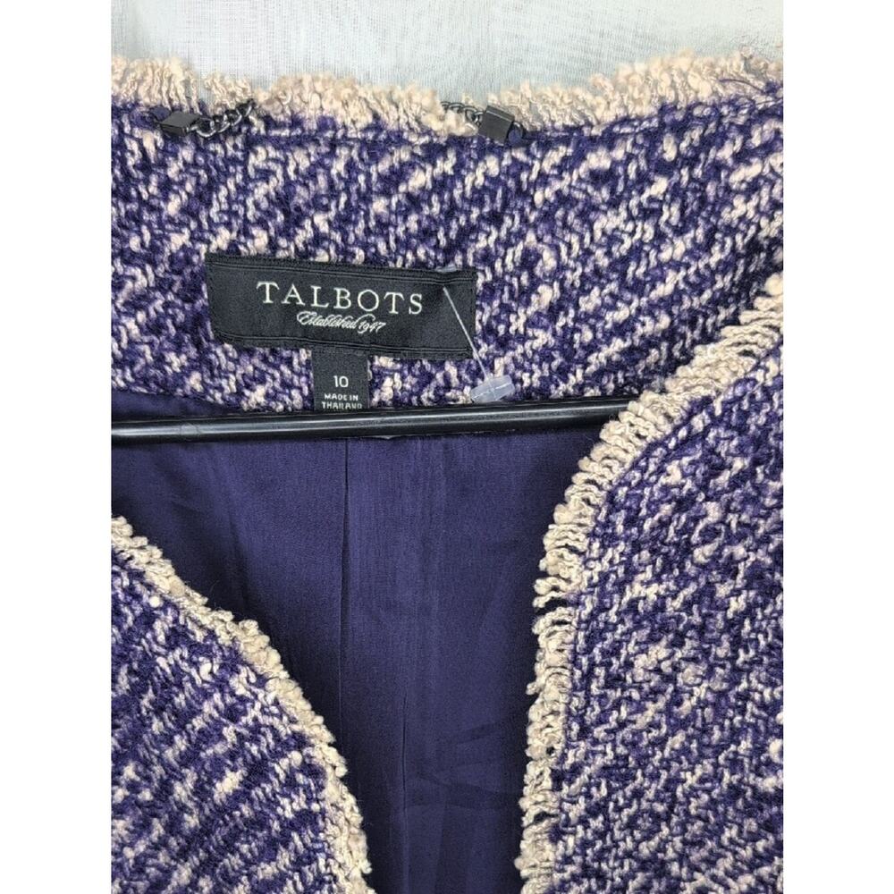 Purple and Cream Tweed Collarless Jacket - Picture 2 of 8